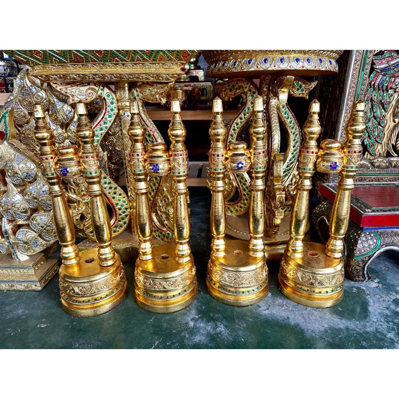 ขาพัดตาลปัตร ฐานพัด ที่วางพัด ขาพัด ปิดทองคำเปลว