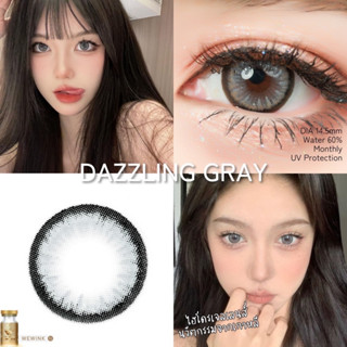 คอนแทคเลนส์ฝาทอง (รายเดือน) ค่าอมน้ำ60% ลาย Dazzling (ลายขายดี) สีเทา ขนาดเลนส์ 14.5