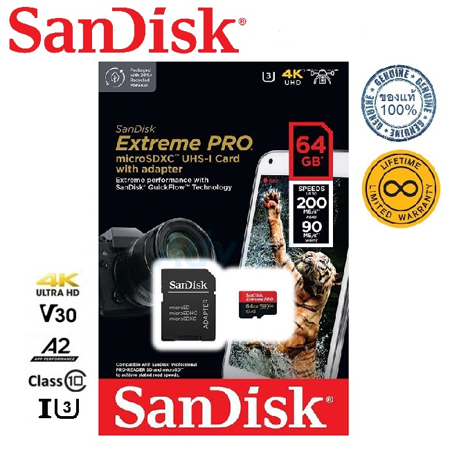 SanDisk 64GB Extreme PRO Micro SDXC R200/W90