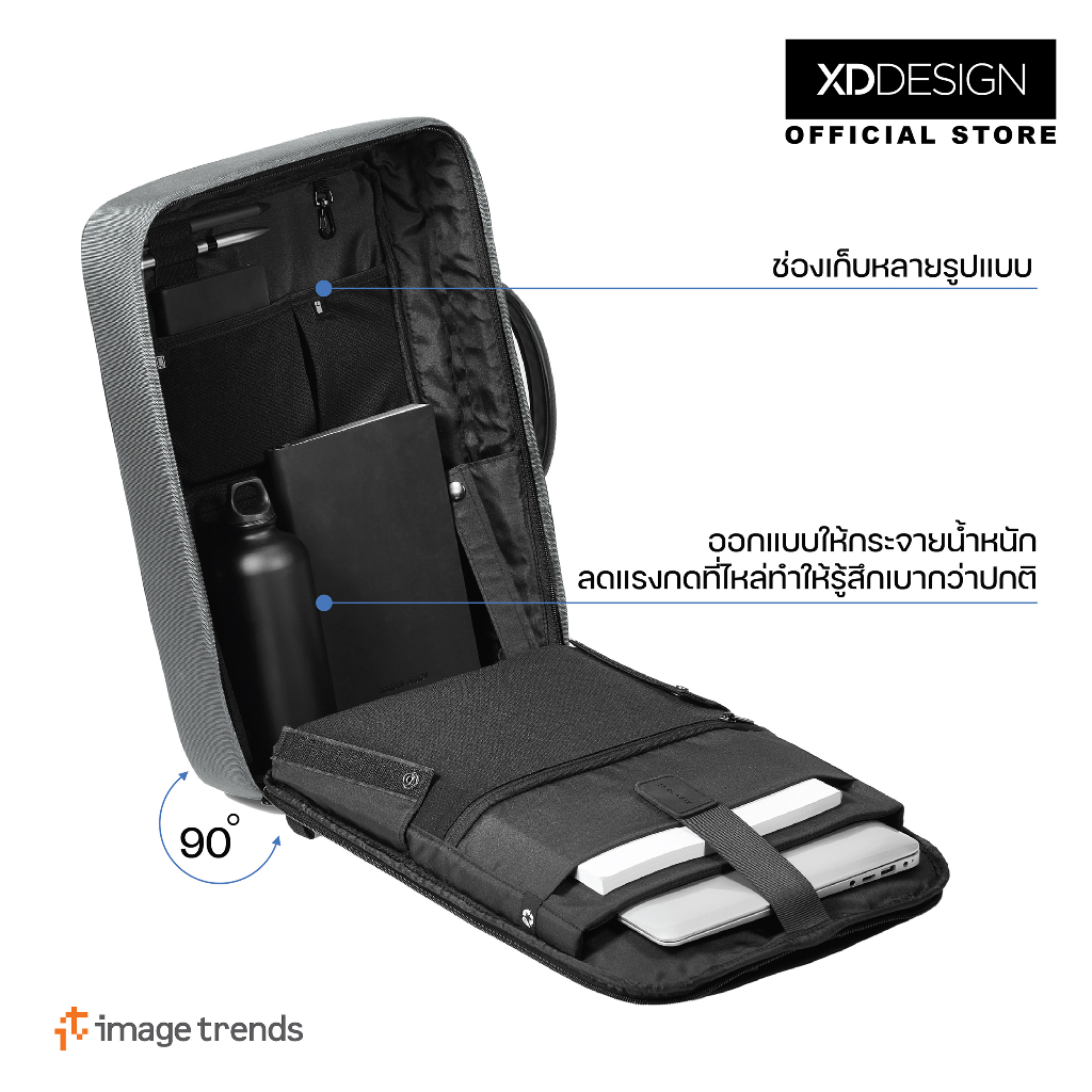 XD Design กระเป๋าถือและเป้นิรภัยแล็ปท็อป Bobby Bizz 2.0 พร้อมสายสะพายไหล่ (สีดำ) - รูปที่ 2