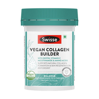 Swisse Vegan Collagen Builder สวิสเซ วีแกน คอลลาเจน บำรุงผิว แบบเคลือบ 30 แคปซูล