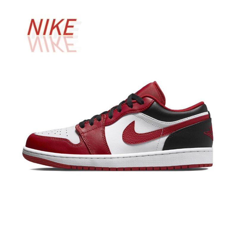 ขนส่งเสริ NIKE Air Jordan 1 Low wear-resistant non-slip low top red white black sneakers ของแท้ 100%