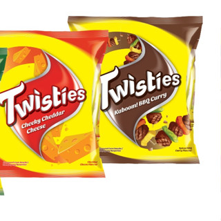 TWISTIES ทวิสตี้ ข้าวผสมข้าวโพดอบกรอบ 1 แพ็ค มี 8 ห่อ น้ำหนัก 104 กรัม  มี 2 รส exp.18/03/24