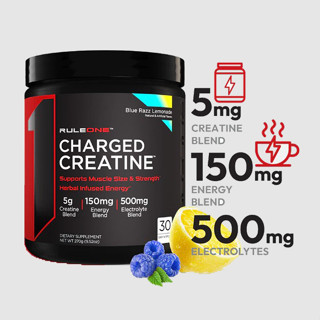 Rule1 Charged Creatine 30 Servings Blue Razz Lemonade - เพิ่มเเรงก่อนออกกำลังกาย