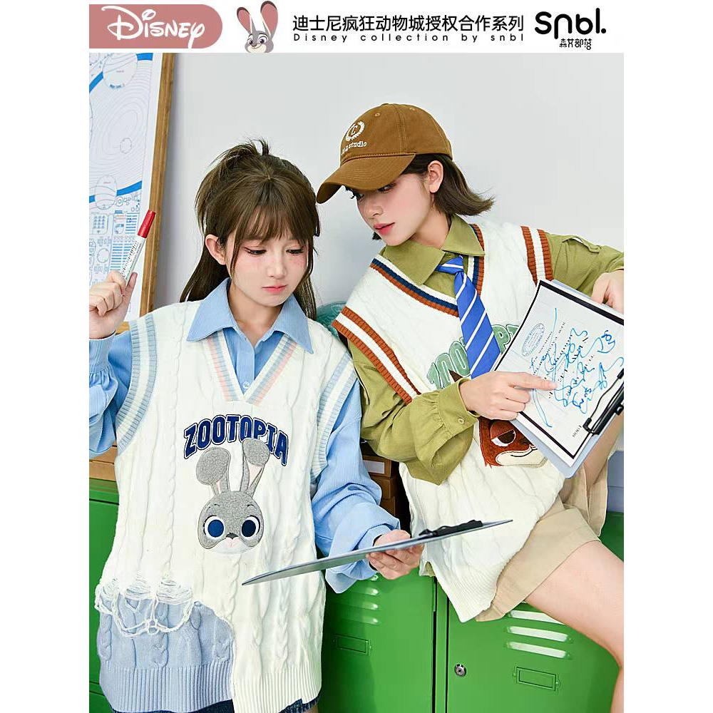 [พร้อมส่ง]Snbl x Disney เสื้อเชิ้ตและกั๊กไหมพรม Zootopia จูดี้ นิค