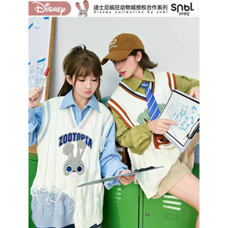 Snbl x Disney เสื้อเชิ้ตแขนยาว กับเสื้อกั๊กไหมพรม Zootopia จูดี้ นิค ลิขสิทธิ์แท้