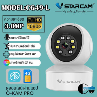 Cam4uVstarcam กล้องวงจรปิดกล้องใช้ภายในแบบใส่ซิมการ์ด รุ่นCG49-L ความละเอียด3ล้านพิกเซล รองรับซิม4G