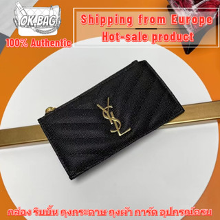 👜Saint Laurent ของแท้ YSL Cassandre Matelassé Fragments Zipped Card Case