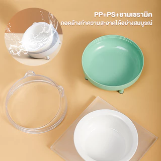 Petcho ชามเซรามิคอาหารสัตว์เลี้ยง สำหรับแมวและสุนัข ปากเอียง 15 องศา