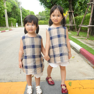 Motherowl เสื้อเด็ก Kids Sandy Sky Shirt ผ้าลินิน 100% มีดีเทลผูกโบว์ข้างน่ารักๆ/ เสื้อคู่แม่ลูก