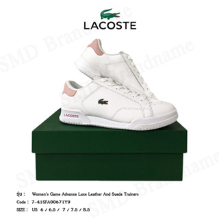 Lacoste รองเท้าผ้าใบ รุ่น Womens Game Advance Luxe Leather And Suede Trainers Code: 7-41SFA00671Y9