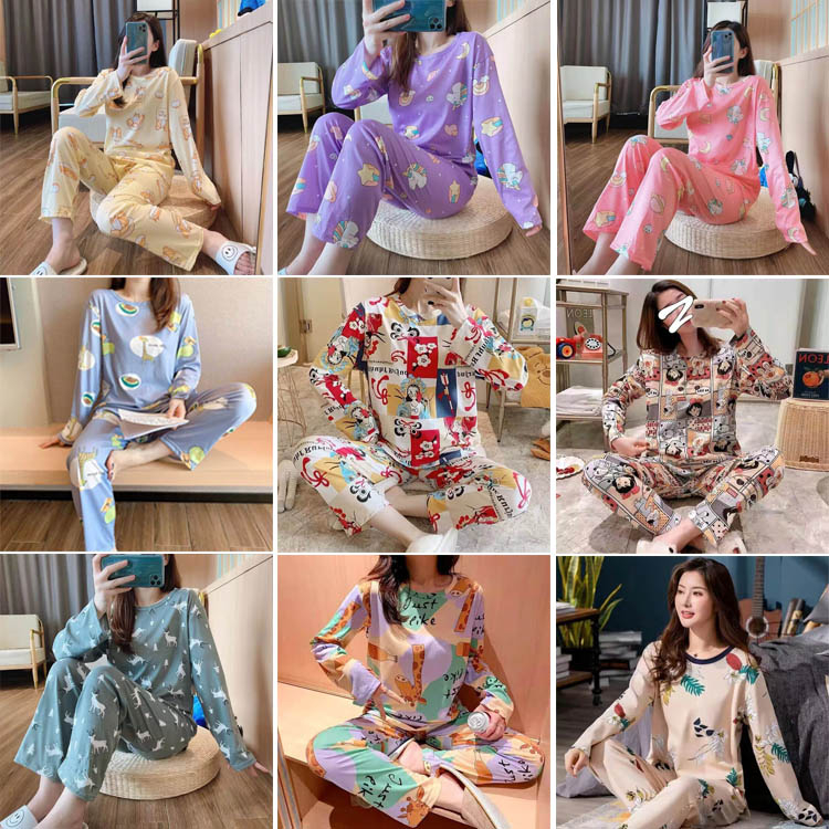 ชุดนอนแขนยาวขายาว คอปก น่ารักๆใส่นอนนิ่มๆ ใส่สบายผ้านิ่มไม่เครืองผิด แนวหวานๆ (สินค้าพร้อมส่ง)