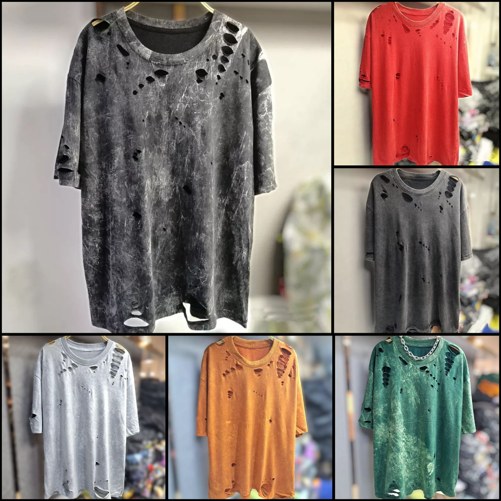 เสื้อขาด เสื้อเปล่า ผ้าฟอก แต่งขาดแฟชั่น เรียบๆเซอร์ๆ อก44-46" อก50-52"