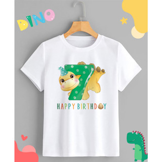 เสื้อยืดสกรีนลาย วันเกิด HBD Dinosaur เลข 7