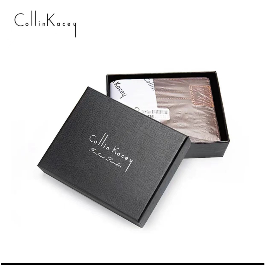 กระเป๋าสตางค์ผู้ชายหนังแท้ CollinKacey หนังวัว กระเป๋าเงินผู้ชาย ไซส์เล็กเกือบกลาง(S) ใส่เหรียญแบบซิป พร้อมส่งฟรีกล่อง❗❗