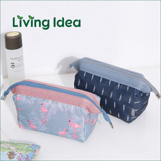 Living idea กระเป๋าเครื่องสำอางตั้งทรงได้ พกพาสะดวก สีสันสดใส