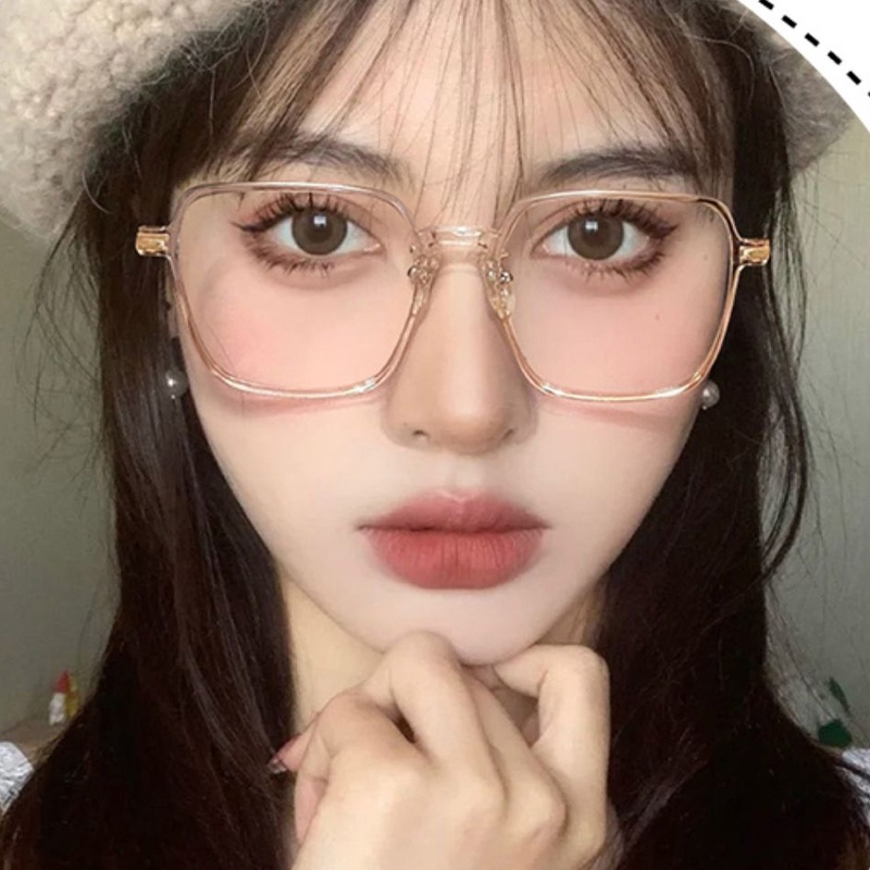 COD❤️แว่นกันแดดเปลี่ยนสีแฟชั่นเกาหลีคอมพิวเตอร์ป้องกันแสงสีฟ้ากรอบสี่เหลี่ยมใหญ่โลหะแว่นสายตาสั้นผู้ชายและผู้หญิง-a.one - รูปที่ 3