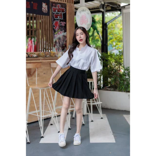 • เสื้อนักศึกษาทรงบอย ▪️เสื้อคอจีน▪️ [ผ้า Oxford] ทรงผู้ชาย Oversize[รอบอก36-50]