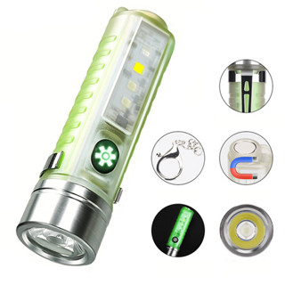 MINI Keychain Flashlight USB Rechargeable LED Lampwith Magnet Camping Uv Light Multifunction Portable Lighting Lights