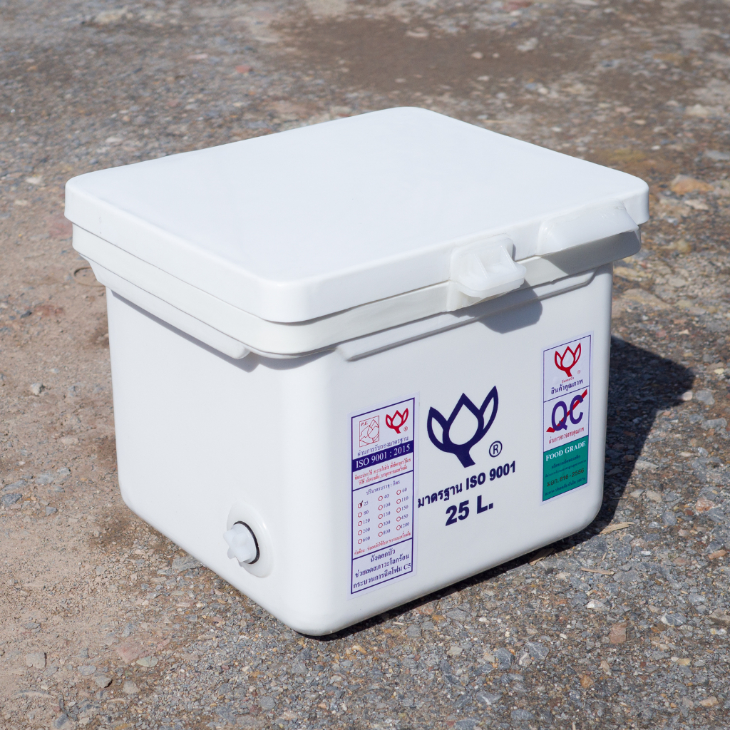 ถังแช่ ถังน้ำแข็ง ยี่ห้อดอกบัว ขนาด 25 ลิตร (ICE 25L.) มีบานพับ เนื้อหนา เกรดเอ มี มอก. เก็บความเย็นได้นาน มีหลายสี - รูปที่ 4