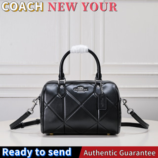 พร้อมส่ง🌟แท้ 💯%COACH Rhombus Plaid Boston Pillow Bag, กระเป๋าถือ, กระเป๋าสะพายแฟชั่นผู้หญิง CJ610