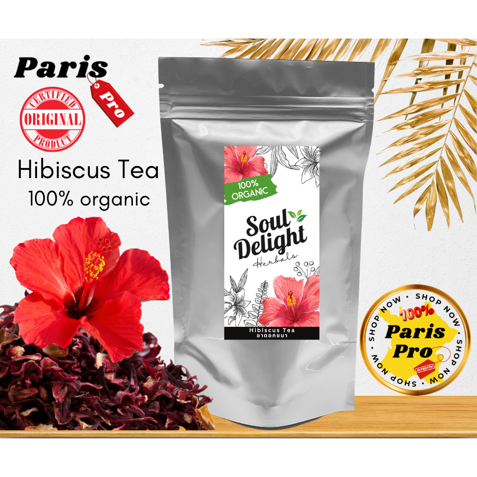 ชาดอกชบา ออร์แกนิค ชาดอกชบา Hibiscus Tea 100% organic - Soul Delight ชาเพื่อผิวพรรณ 1 แพค บรรจุ 15 ซอง