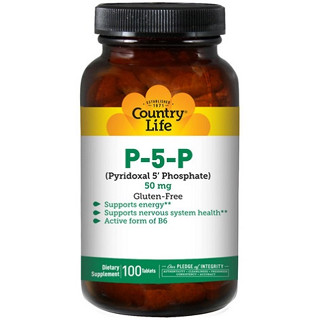 วิตามินบี6 Country Life, P-5-P, 50 mg, 100 Tablets