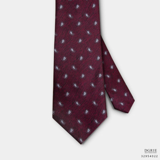 Red Paisley White W/W Necktie – เนคไทสีแดงเลือดหมูลายลูกน้ำขาว