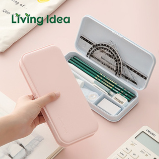 Living idea กล่องดินสอ กล่องเก็บเครื่องเขียนแบบมีฝา สำหรับนักเรียน แบบกันน้ำหลายช่อง มี 4 สี พร้อมจัดส่ง