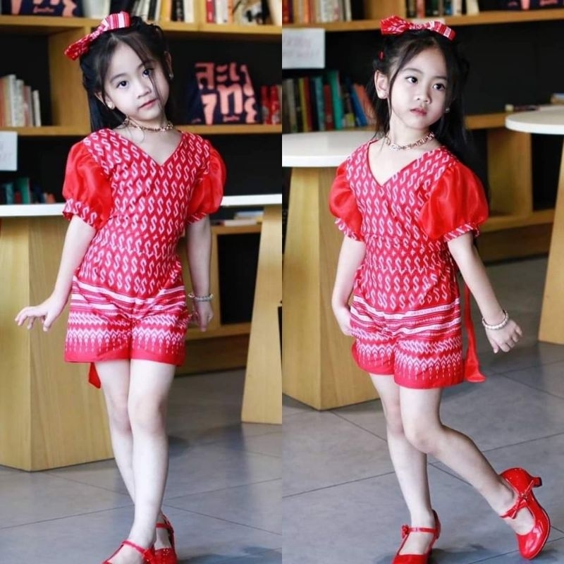 ชุดไทยผ้าพื้นเมืองผ้าคอตตอลพิมพ์ลายขอ#kw