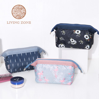 Living Zone  กระเป๋าเครื่องสำอางตั้งทรงได้ พกพาสะดวก สีสันสดใส