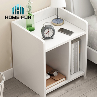 Home Fur ตู้ข้างเตียง โต๊ะวางของข้างเตียง สีขาว พร้อมลิ้นชัก และชั้นวางของ มีให้เลือก 4 แบบ