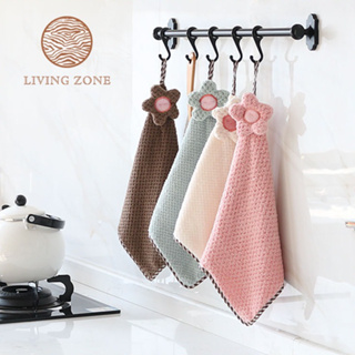 Living Zone ผ้าเช็ดมือแบบแขวน หัวดอกไม้ มี4สีให้เลือก