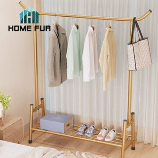 Home Fur   ราวตากผ้า สไตล์หรูหรา โครงเหล็ก บาร์เดี่ยว ชั้นวางของอเนกประสงค์ ที่เเขวนหมวก กระเป๋า