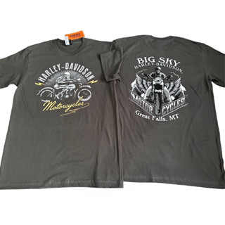 Harley Davidson (S-XL) เสื้อยืดคอกลมผู้ชายแขนสั้น