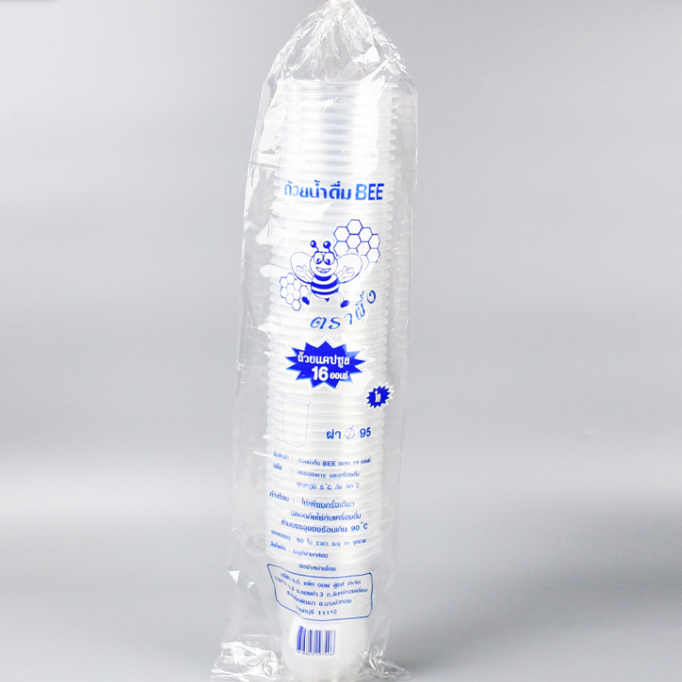 แก้วแคปซูล ยี่ห้อผึ้ง 16oz,22oz (50ใบ/แพ็ค) ปาก 95mm พลาสติก PP แก้วน้ำปั่น