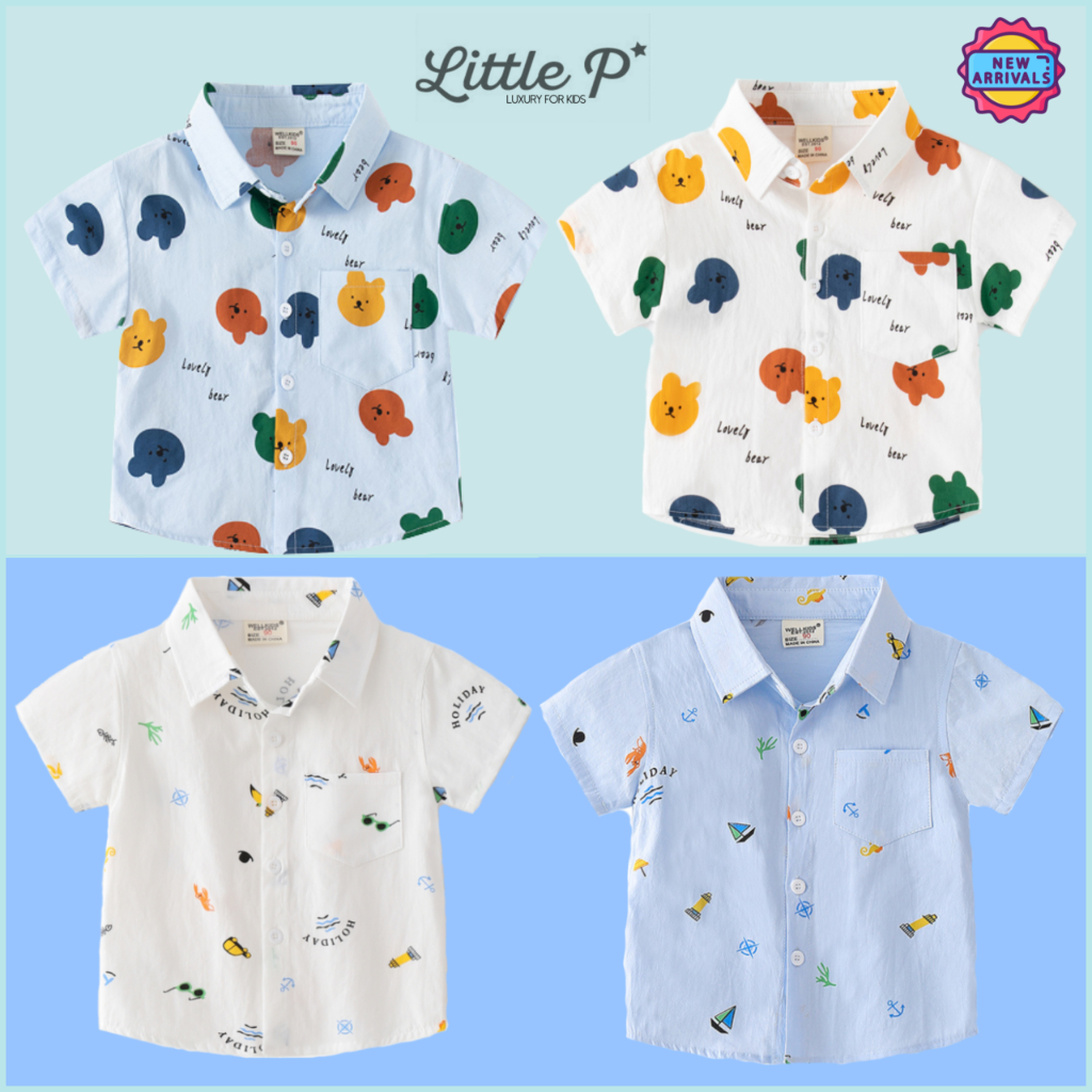 🌟🇹🇭 ส่งด่วน🌟 ใหม่ ! เสื้อเชิ้ตเด็กชาย เสื้อเด็กแขนสั้น อายุ​ 1-7 ปี By Little.P