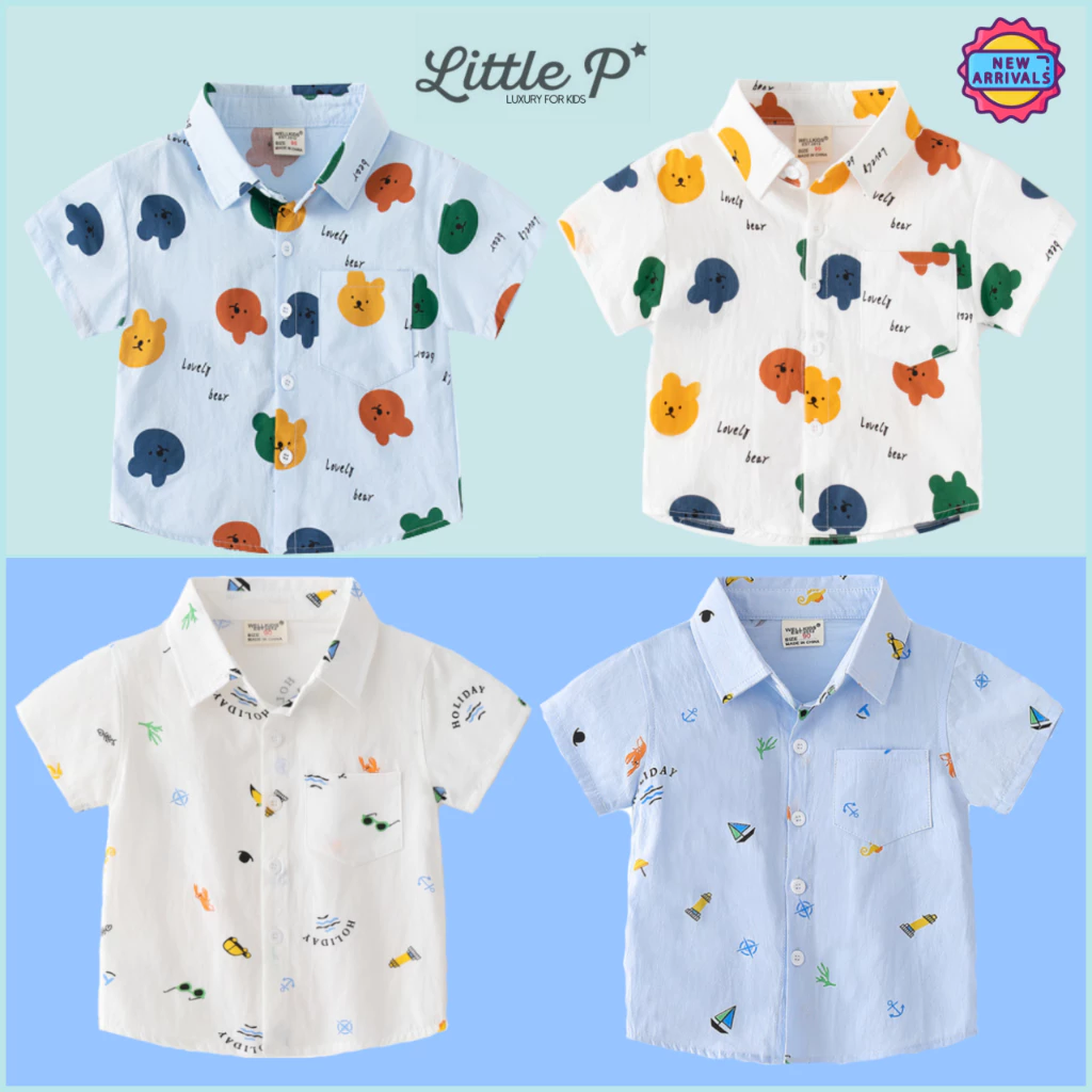 🌟🇹🇭 ส่งด่วน🌟 ใหม่ ! เสื้อเชิ้ตเด็กชาย เสื้อเด็กแขนสั้น อายุ 1-7 ปี By Little.P