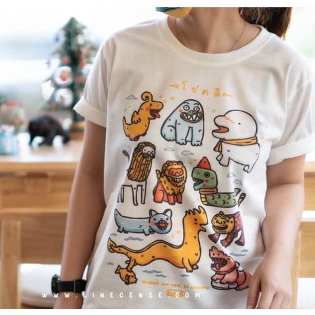 🍀" โ ช ค ดี "🍀 t-shirt collection กับ #หิมพานต์มาร์ชเมลโล่ เสื้อยืด สีขาวออฟไวท์