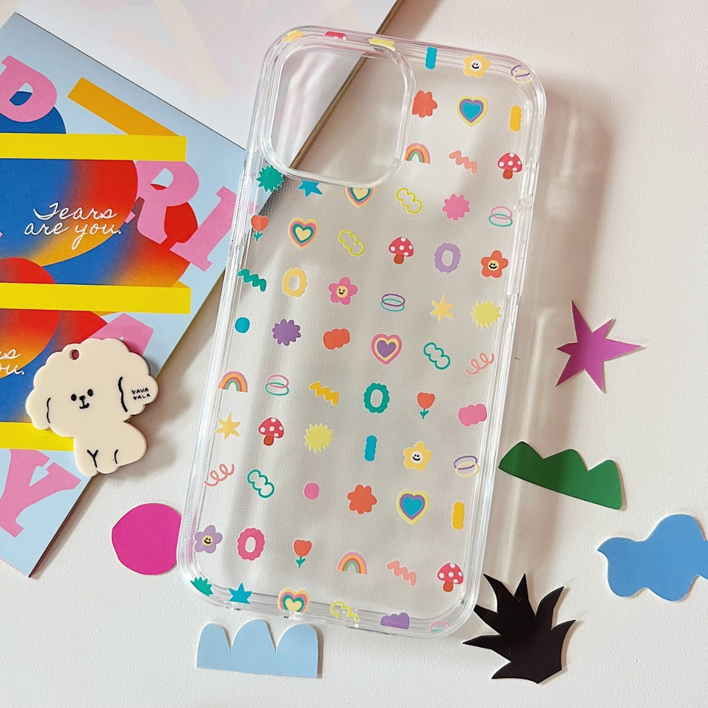 เคสสำหรับไอโฟน ลาย Mini dot (พื้นหลังใส) - Dual Guard เคสใส 2 ชั้น iPhone (ผลิตตามออร์เดอร์)