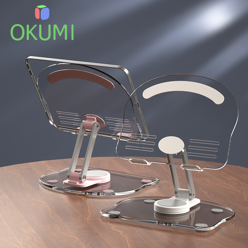 OKUMI_SHOP ที่วางโทรศัพท์ ไอแพด ขาตั้งมือถือ แท็บเล็ต แบบมินิมอล หมุดได้ 360° พับเก็บได้ประหยัดพื้นที่ สไตล์มินิมอล