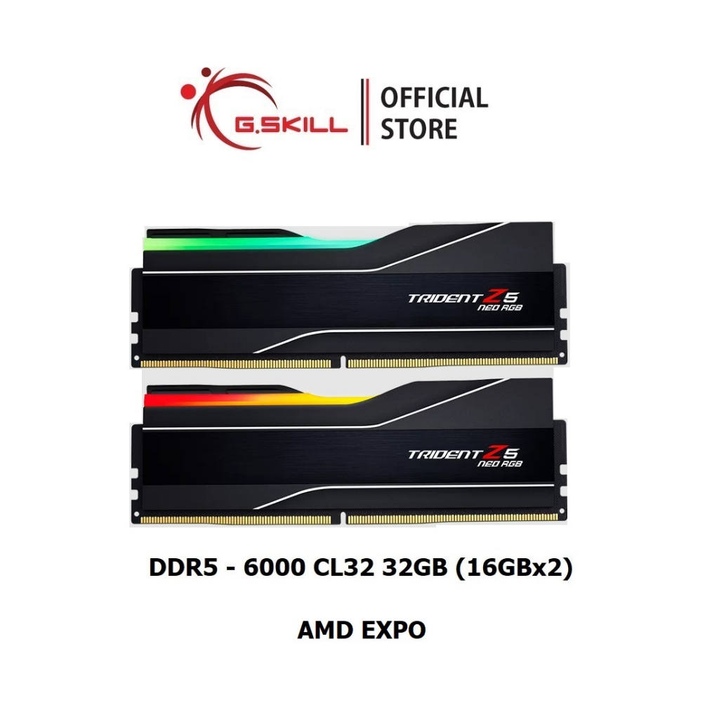 แรมพีซี G.SKILL - DDR5-RAM P/C 32/6000 Trident Z5 NEO RGB (F5-6000J3238F16GX2-TZ5NR) 16GBx2 (32-38-38-96) for AMD