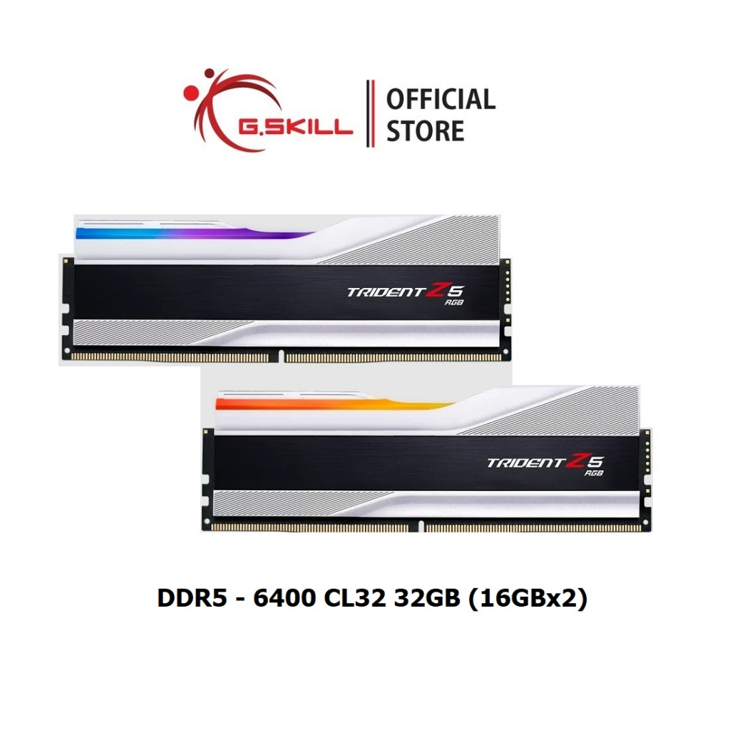G.SKILL - DDR5-RAM P/C 32/6400 Trident Z5 RGB Silver (F5-6400J3239G16GX2-TZ5RS) 16GBx2 (32-39-39-102)