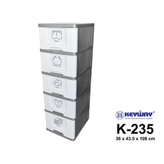 ลิ้นชัก 5 ชั้นมีล้อ K-235 ขนาด(กว้างxลึกxสูง) : 36 x 43 x 108 cm แถมสติ๊กเกอร์ KEYWAY