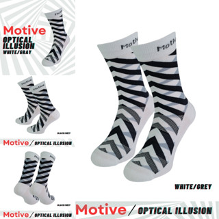 MOTIVE SOCK SPORT PERFORMANCE ILLUSION CREW WHITE/GREY 04/ถุงเท้าออกกำลังกาย