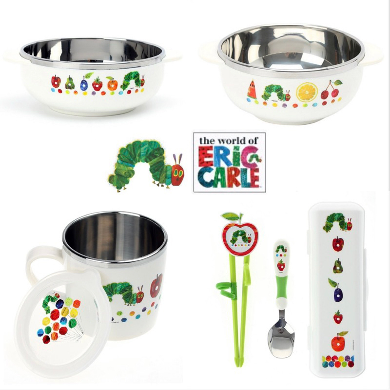 พร้อมส่ง แก้วน้ำเด็ก ช้อนส้อม หนอนจอมหิว Hungry Caterpilla – โปรปัง