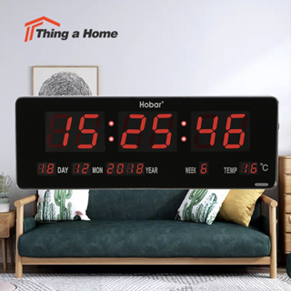 Thing a Home นาฬิกา LED แขวนผนัง ขนาด 36X13X3CM รุ่น 3513C นาฬิกาดิจิตอล ไฟสีแดง – ตัวเรือนสีดำ ขอบสีเงิน