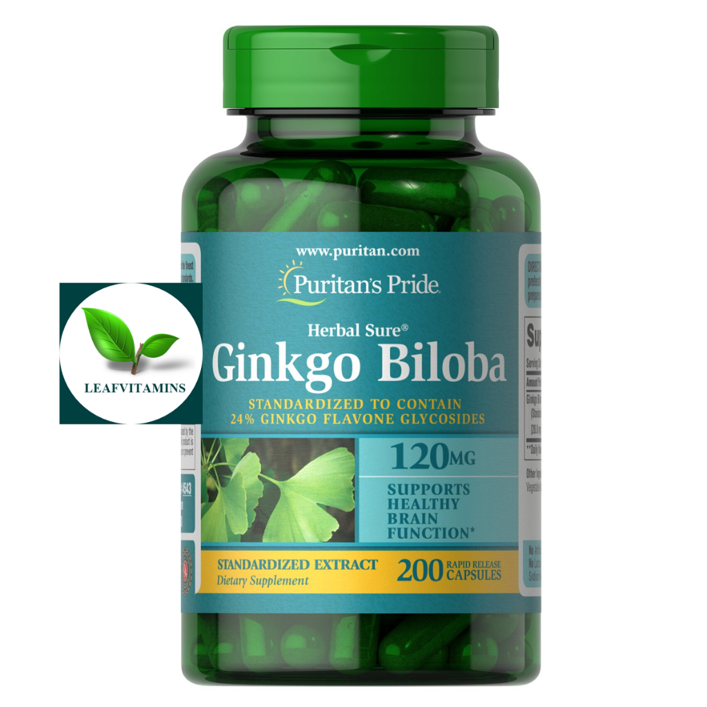 Puritan's Pride Ginkgo Biloba Standardized Extract 120 mg / 200 Capsules(แปะก๊วย)