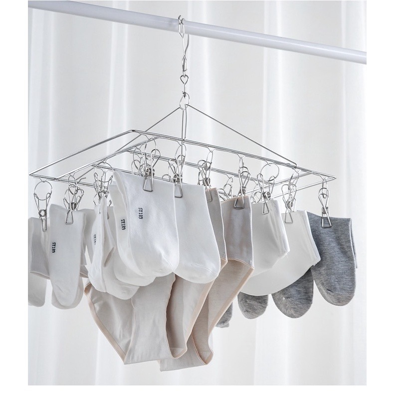 พวงตากผ้า พวงหนีบ ที่หนีบผ้า ราวหนีบผ้าสแตนเลส 20 ที่หนีบ แบบวงกลม แบบสี่เหลี่ยม - รูปที่ 7