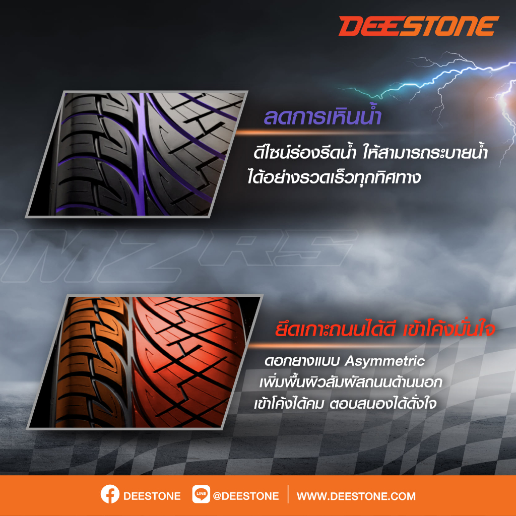 255/50R18 DEESTONE รุ่น STORMZ RS 4 เส้น (ผลิตปี2026) แถมเกจเหลือง 1ตัว + จุ๊บลมยางแท้ 4ตัว (ตัวหนังสือสีดำ) (ยางขอบ18) - รูปที่ 6